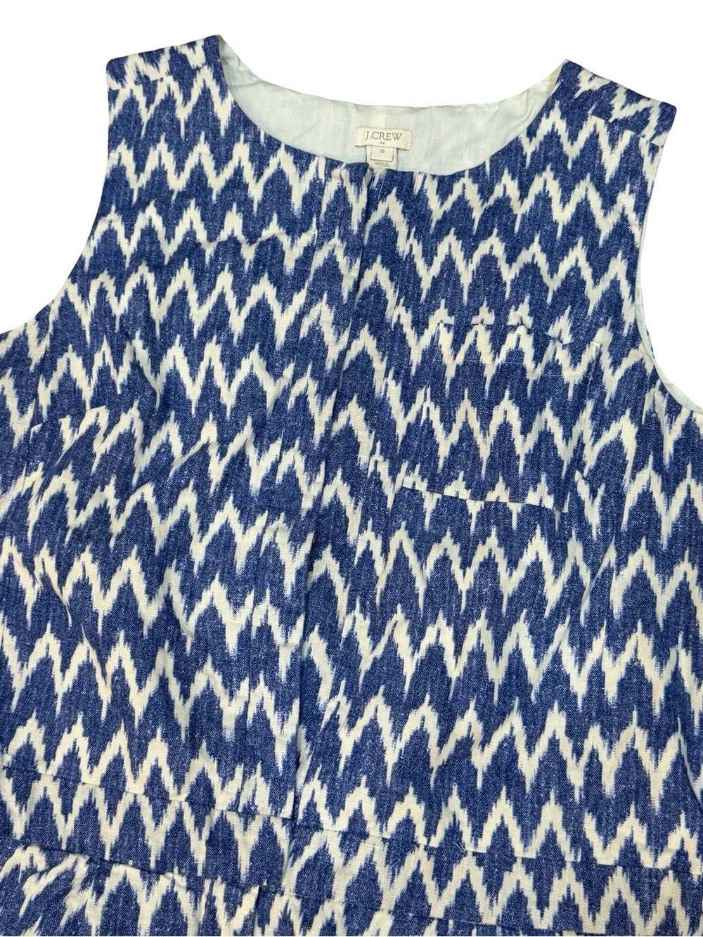 🌟 J.Crew Factory Blue & White Linen Blend Sleeveless Romper Women's Size 12